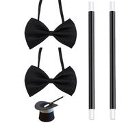 Quesuc 2 Sets Kit De Baguettes Magiques Avec Nœud Papillon De Magicien Accessoires De Spectacle Sur Scène Magie De Proximité Plastique Pour Déguisements De Magicien Et Sorcier, Jeux D'Anniversaire