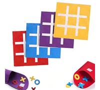 Quesuc 4 Pièces Mini Jeux De Tic-Tac-Toe Tic Tac Toe En Textile Jouets Éducatifs Pour Anniversaires D'Enfants Et Éducation Préscolaire Rouge, Jaune, Bleu, Violet