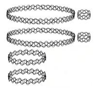 Quesuc 6 Pièces Collier Ras De Cou Femme,Bracelet Bague Ensemble,Collier Femme Avec Élastique Réglable,Collier Gothique Personnalisé Des Annee 90,Adapté Aux Femmes Et Aux Adolescentes