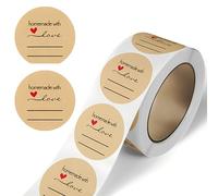 Quesuc Autocollants De Fermeture En Papier Kraft, 500 Pcs Rond Handmade Sticker, Pour Bricolage Pâtisserie, Enveloppe, Mariage Sacs Cadeaux Sacs En Papier Décoration, Vintage