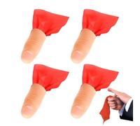 Quesuc Lot De 4 Pièces De Pouce Magique, Astuces Magiques, Pointe Du Pouce, Doigts En Plastique Souple, Accessoires Magiques Et 4 Chiffon D'Entraînement Rouge Pour Articles Magiques Et Fête