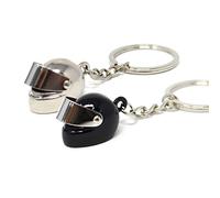 Quesuc porte-clés de casque de moto, porte-clés de style locomotive à la mode, très réel comme anniversaire, cadeau de vacances (noir et argent) (noir et argent)