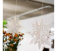 Queta 24 Pcs Ornements de Flocon de Neige de Noël, Flocons de Neige Décoration à Suspendre pour Fête de Noël, Fenêtre, Arbre de Noël, Décoration d'hiver Anniversaire DIY (Blanc)