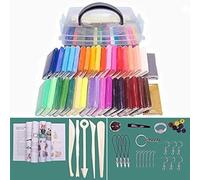 Queta 32 Couleurs pâte polymère pâte à Modeler sûr Non Toxique et Doux 500g Argile Artisanale Ensemble avec Outils de modélisation Accessoires Cadeau pour Enfants