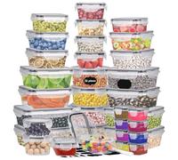 Queta 34 pièces Boîte Alimentaire Set Boîtes Alimentaires Plastique Réutilisables avec Couvercles Hermétiques Boites de Conservation Alimentaire Boite de Rangement Cuisine