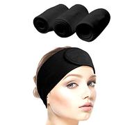 Queta 3PCS Bandeau Maquillage Cheveux Lavable Bandeau Serre-Tête Scratch Noir Pour Spa Yoga Sport Se Maquiller Soins du Visage (Noir)