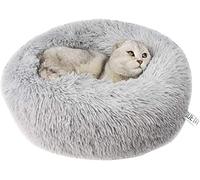 Queta Beau lit pour Animal de Compagnie - Petit lit rond pour chat et chien en peluche (60cm de diamètre Gris Clair)