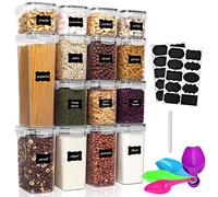 Queta Boite de Rangement Cuisine Lot de 15 Pcs, Contenants Céréales Hermétiques, Bocaux Hermetiques Alimentaires en Plastique Scellée avec Couvercle, pour Stocker les Cereales, Farine, Pâtes