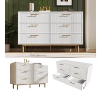 Queta Commode à Tiroirs avec 6 Tiroirs, Sideboard Haut pour Chambres et Toutes Les Pièces de la Maison, Blanc - H75/L120/P40 cm; AB20875152W