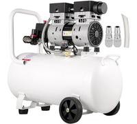 Queta Compresseur d'air Silencieux sans Huile 50L, Compresseur à Air Horizontal Ultra Silencieux Moteur en Cuivre, pour la Réparation à Domicile/Le Gonflage des Pneus Nettoyage du Chauffage au Sol