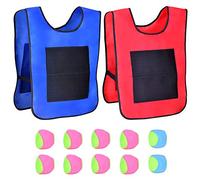 Queta Dodgeball Tag Gilets, 2 Gilets Cible Collants avec 10 Boules de Coton jetant Jeu Cible jetant Jeu Dodgeball