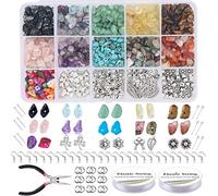 Queta, Ensemble de bijoux de bricolage, ensemble de réparation de bijoux, perles de pierre naturelle, pendentifs, colliers, bracelets, boucles d'oreilles, 933 pièces