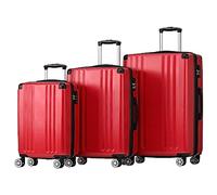 Queta Ensemble de Valises Rigides, Valise à Roues TSA, Bagage Cabine à 4 Roues, Matériau ABS, Rouge