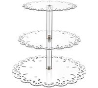 Queta Etagere 3 Niveaux Transparent Cupcake Stand Gâteau Stand Gâteau Stand pour Cupcake Gâteau Dessert Fruits Fête De Mariage Buffet