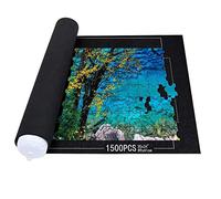 Queta Jigsaw Tapis de rangement pour puzzles avec cordon de serrage, pour jusqu'à 1500 pièces de puzzles, noir
