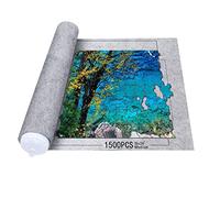 Queta Jigsaw Tapis de rangement pour puzzles avec cordon de serrage, sac de rangement, jusqu'à 1500 pièces, gris