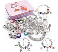 Queta Kit de Bracelet DIY Bijoux Perles de Bricolage Fille Artisanat Perlé Plaqué avec Chaîne en Argent Collier Fantaisie Puzzle à la Main Loisirs Créatif Jeux Educatif et Scientifique pour fille