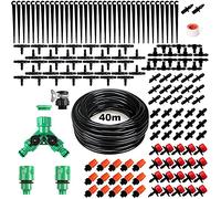 Queta Kit d'Irrigation Goutte à Goutte avec 40M Tuyau et 158 pcs Micro Irrigation Goutteur Réglable Système d'Irrigation d'Arrosage pour Jardin Plantes Culture en Serre Refroidissement par Atomisation