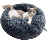 Queta Lit pour chat - Beau lit pour animaux de compagnie - En peluche douce - Rond - 80 cm - Gris
