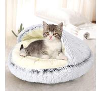 Queta Lit rond pour chat et chien - Lavable - Coussin chaud et moelleux - Semi-entouré - En forme de doughnut - Pour chats et chiens de petite et moyenne taille - Gris