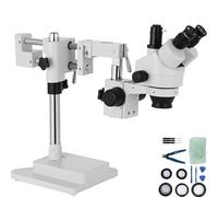 Queta Microscope stéréo 3,5X-90X Simul Focal Trinoculaire Zoom 360 Degrés Rotatif Trinoculaire Stéréo Microscope Double Bras Support Laboratoire