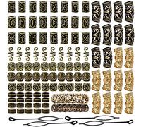 Queta Perles de Rune Viking Nordiques, Accessoires de Coiffe pour Cheveux, Accessoires Tissés (Doré)
