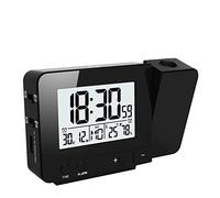 Queta Réveil Projecteur - Horloge Numérique avec Projection de l’Heure et de la Température, Double Alarme, Hygromètre, Rappel, Minuterie, Calendrier, Port USB - Noir