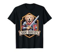 Quêtes Secondaires Gamer Golden Retriever Médiéval T-Shirt
