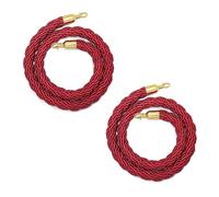 Queue Barrier Ropes,Set Of 2 Stanchion Rope Crowd Control, 3/4/5/6/7/8/9/10/11/13/15 Feet Long, Heavy-Duty Hanging Partition Ropes for Hotels Concerts Car Show(Red,12ft/365cm)