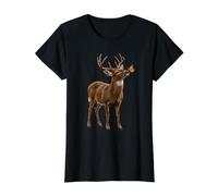 Queue Blanche Cerf Papillon Faune Nature Buck T-Shirt Graphique avec Valeur, Femme, Noir, M