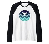 Queue de Baleine rétro avec Motif Vague d'océan Manche Raglan