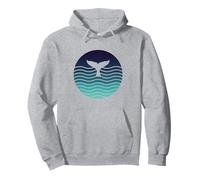 Queue de Baleine rétro avec Motif Vague d'océan Sweat à Capuche
