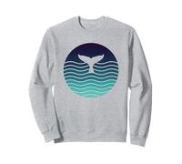 Queue de Baleine rétro avec Motif Vague d'océan Sweatshirt