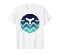 Queue de Baleine rétro avec Motif Vague d'océan T-Shirt