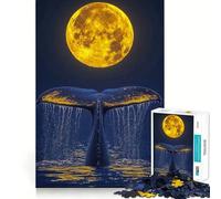 Queue de Baleine sous la Pleine Lune Puzzle de 1000 pièces pour Adolescents Stimulation mentale Activité de découpage de Haute précision et de détente (50x75cm)