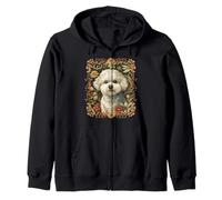 Queue de Bichon frisée Blanche Style William Morris Sweat à Capuche