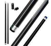 Queue de billard Cue-King de grade militaire en carbone de 1,47 m et 790 g en 2 parties avec embout premium de 12,5 mm fini en carbone exposé brillant, queue de billard professionnelle (queue en