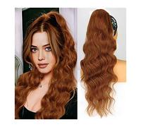 Queue de cheval 26" Long Body Wavy Extension Synthétique Résistant À La Chaleur Extensions De Cheveux Postiche for Femmes Filles Cordon Queue Cheval Naturel Clip Doux En Coiffure(Orange)
