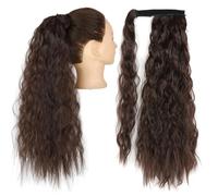 Queue de cheval, 85cm Long Droit Synthétique Queue de Cheval Extensions de Cheveux pour Femmes,Extensions de Cheveux (Rouge Brun)