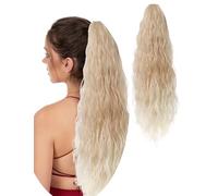 Queue de Cheval Élégante avec Pince 63cm Longue Tresse Bouclée pour Femme Extension de Cheveux Synthétiques Résistante à la Chaleur