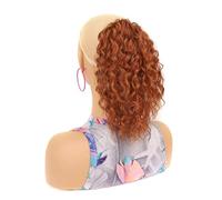 Queue de Cheval Extension 10 Inch Short Ponytail Hair Extension Deep Wavy Curly Drawstring Ponytail Hairpieces Heat Resistant Synthetic Curly Ponytail Extension for Women Extensions de cheveux (Color