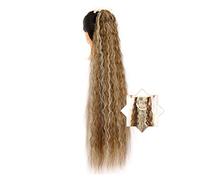 Queue de Cheval Extension 22/32 Pouces De Long Maïs Ondulés Queue De Cheval Extensions Synthétique Naturel Cordon Ruban Faux Cheveux Poney Queue Clip dans Les Extensions Femmes Postiches Extensions de