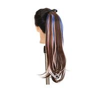 Queue de Cheval Extension 45/55cm Couleur Mixte Queue de Cheval Postiche Doux Long Droit Mode Synthétique Queue de Cheval Extensions Clip en Queue de Cheval Droite for Femmes Filles Queue de Cheval(Co
