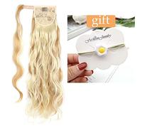 Queue de Cheval Extension Clip dans le postiche Blonde Wave Ponytail for les femmes Long Hollywood Wave Ponytail Wrap Around Synthétique Ponytail Body Wave Queue de Cheval(Color:Q97 F27-613)