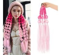 Queue de cheval, Extension de cheveux queue cheval bulle lanterne synthétique 20 pouces dégradée tresse torsadée bande élastique for femmes(Five-color)