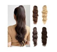 Queue de cheval Extension de cheveux synthétiques longs et bouclés, queue cheval, 45 cm Coiffure(Noir)