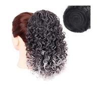 Queue de Cheval Extension Extension de queue de cheval courte afro crépue bouclée for femmes noires, queue de cheval bouclée avec cordon de serrage bouffant de 12 pouces avec 2 clips, queue de cheval