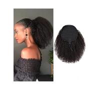Queue de Cheval Extension Extension de queue de cheval crépue bouclée 10-24 pouces - Extension de cheveux humains avec cordon de serrage - Extension de cheveux afro bouclés brésiliens Remy - Extension