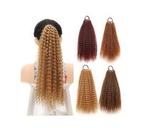 Queue de Cheval Extension Extension queue de cheval afro crépue et bou avec élastique, 50 cm, synthétique, légère et moelleuse, for femme Ponytail Cheveux Naturel(1B)