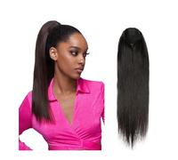 Queue de Cheval Extension Extensions de queue de cheval naturelles noires naturelles, cheveux lisses, avec cordon de serrage, for femmes, 100 à 130 g/pièce Queue de Cheval(8inch 100g)